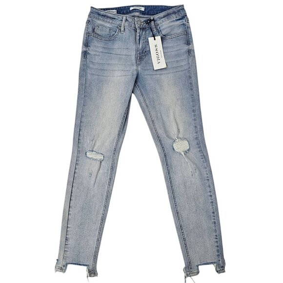 Vigoss Marley Women's Light Wash Mid Rise Skinny Distressed Jeans Size 26 NWT - Picture 1 of 15